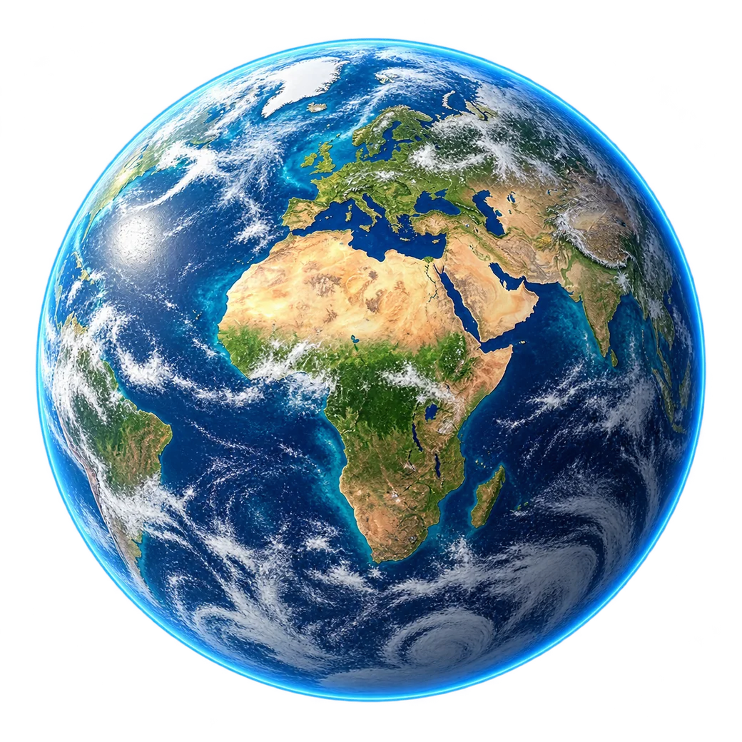 Illustrative Earth globe with Africa, Europe and the Arabian Peninsula