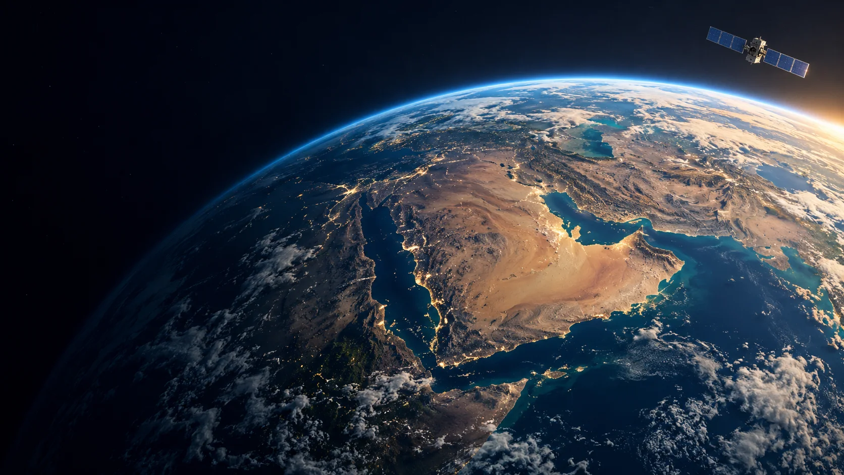 Illustrative Earth and an observation satellite in orbit